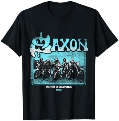 Amazon.com: Saxon 'Denim And Leather' (Black) T-Shirt (small